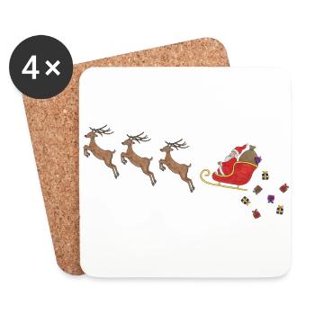 Santa Claus Sleigh Rudolph Reindeer Gifts - Coasters (set of 4) - white - Front