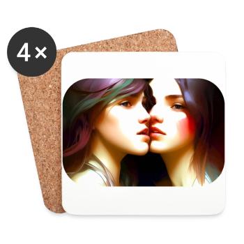 Two girls together - Coasters (set of 4) - white - Front