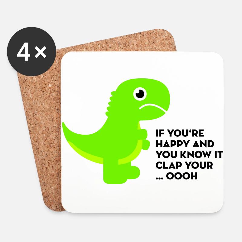 T-Rex clap your hands - Untersetzer (4er-Set) - Weiß