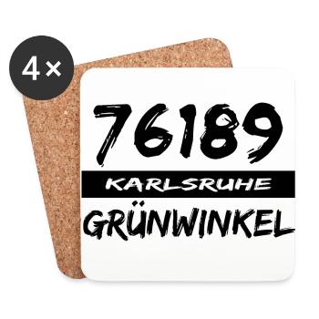 76189 Karlsruhe Grünwinkel - Untersetzer (4er-Set) - Weiß - Vorne