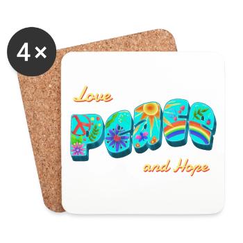 Peace, hope, love. Vintage colourful - Coasters (set of 4) - white - Front