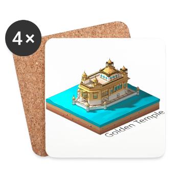 Geometric low poly Golden Temple - Coasters (set of 4) - white - Front