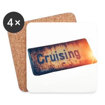 Croisière avec un style rétro - Dessous de verre (lot de 4) - blanc - Devant