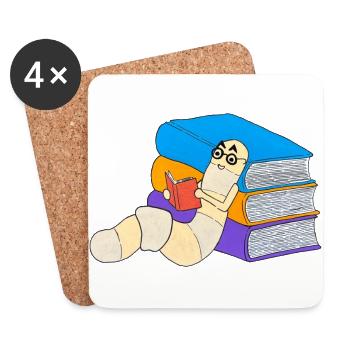 Bookworm Reading Book Love Bookworm Literature - Coasters (set of 4) - white - Front