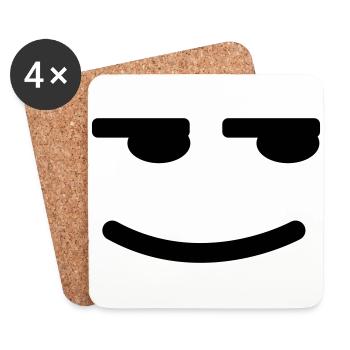 Satisfait Smiley - Dessous de verre (lot de 4) - blanc - Devant