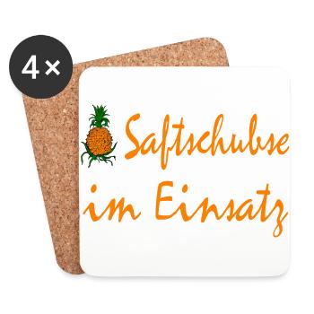 Saftschubse im Einsatz - Untersetzer (4er-Set) - Weiß - Vorne