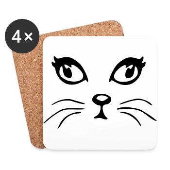 Pussy-cat Katze - Untersetzer (4er-Set) - Weiß - Vorne
