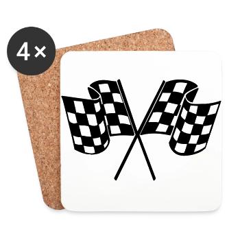Flag Race Car Destination Motorcycle - Coasters (set of 4) - white - Front