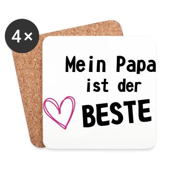 Papa ist der Beste - Untersetzer (4er-Set) - Weiß - Vorne
