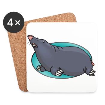Tier Tiere Maulwurf - Untersetzer (4er-Set) - Weiß - Vorne