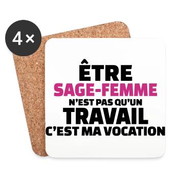 être sage-femme n'est pas qu'un travail - Dessous de verre (lot de 4) - blanc - Devant