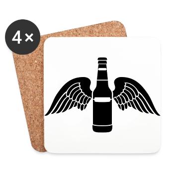 beer bottle wings 1c - Coasters (set of 4) - white - Front