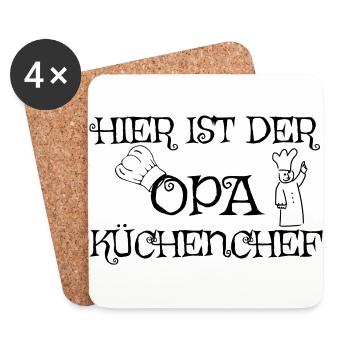 Hier ist der Opa Küchenchef - Untersetzer (4er-Set) - Weiß - Vorne
