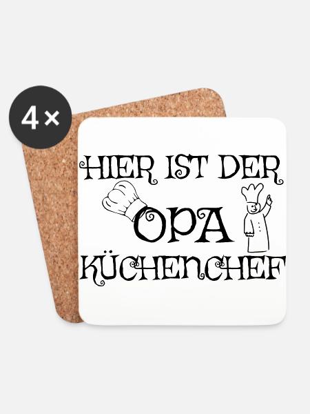 Hier ist der Opa Küchenchef - Untersetzer (4er-Set) - Weiß