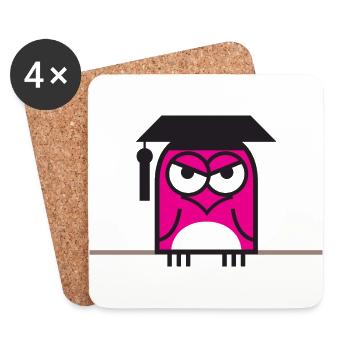 An Owl Sitting On A Line. - Coasters (set of 4) - white - Front