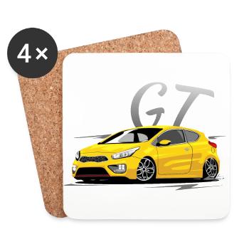Ceed GT jaune - Dessous de verre (lot de 4) - blanc - Devant