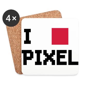 J'AIME PIXELS - Dessous de verre (lot de 4) - blanc - Devant