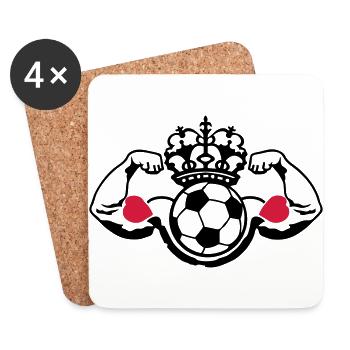 football soccer couronne crown muscle bo - Dessous de verre (lot de 4) - blanc - Devant