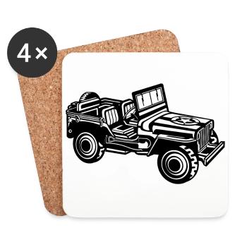 Geländewagen / Jeep SUV 01_schwarz weiß - Untersetzer (4er-Set) - Weiß - Vorne