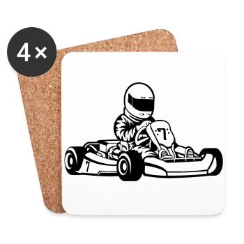 Go-kart / go-cart 01_schwarz blanc - Dessous de verre (lot de 4) - blanc - Devant