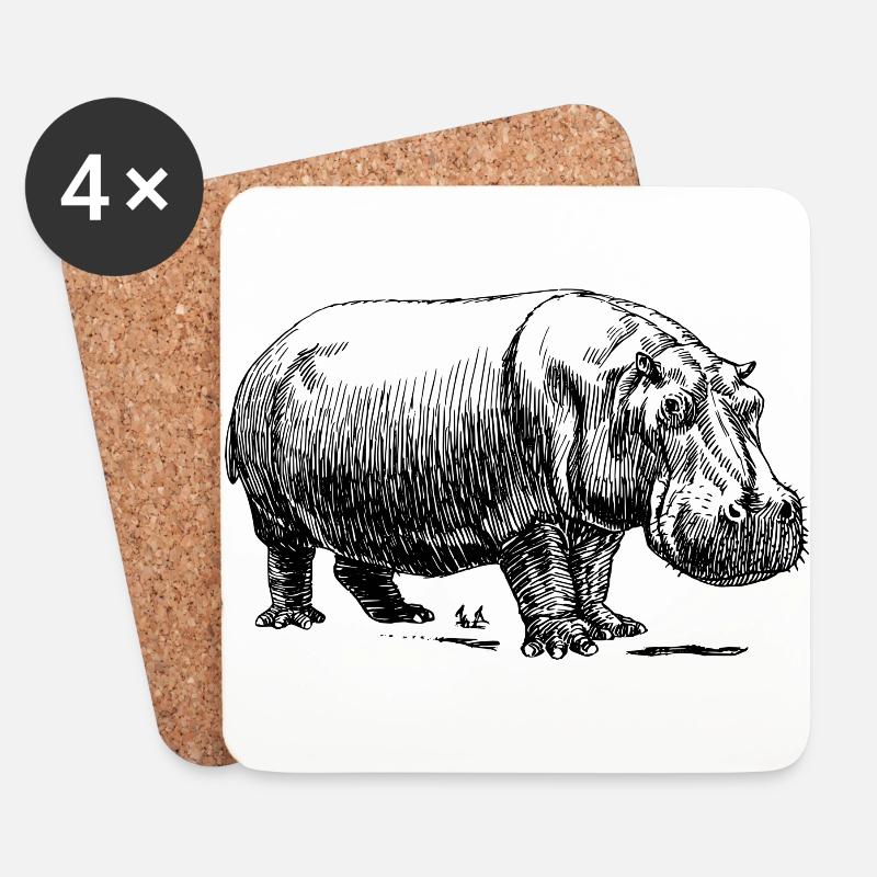 hippo - Coasters (set of 4) - white