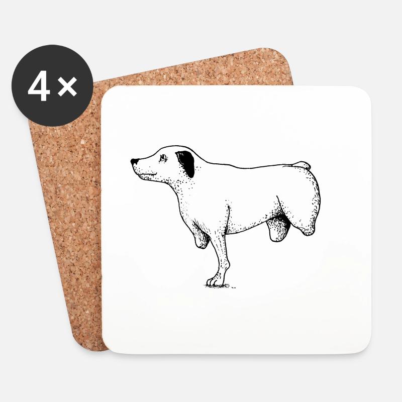 limpingDogBlackWhite - Dessous de verre (lot de 4) - blanc