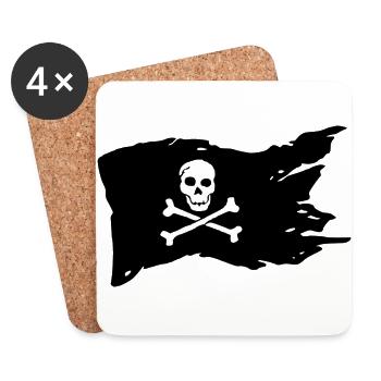 Drapeau Pirate Drapeau Drapeau Pirate Skull Ship - Dessous de verre (lot de 4) - blanc - Devant
