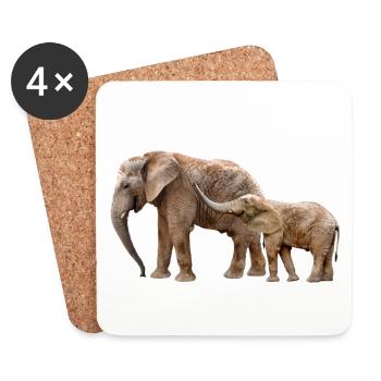 Éléphant - Dessous de verre (lot de 4) - blanc - Devant