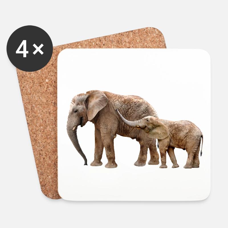 Elefant - Untersetzer (4er-Set) - Weiß