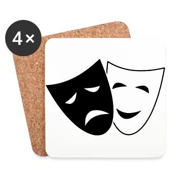 Comedy Theater Masken Idee Geschenk lustig traurig - Coasters (set of 4) - white - Front