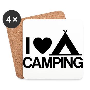i love camping Zelten Zelt Urlaub reisen Geschenk - Untersetzer (4er-Set) - Weiß - Vorne