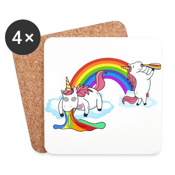 Unicorn lancer à boire - Dessous de verre (lot de 4) - blanc - Devant