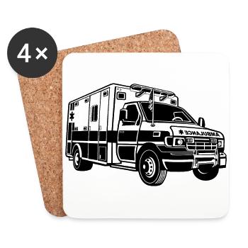 Krankenwagen / Rettungswagen 01_schwarz - Untersetzer (4er-Set) - Weiß - Vorne