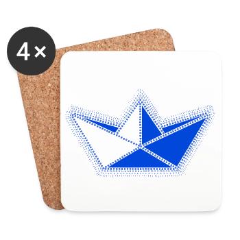 blue origami sailboat. - Coasters (set of 4) - white - Front
