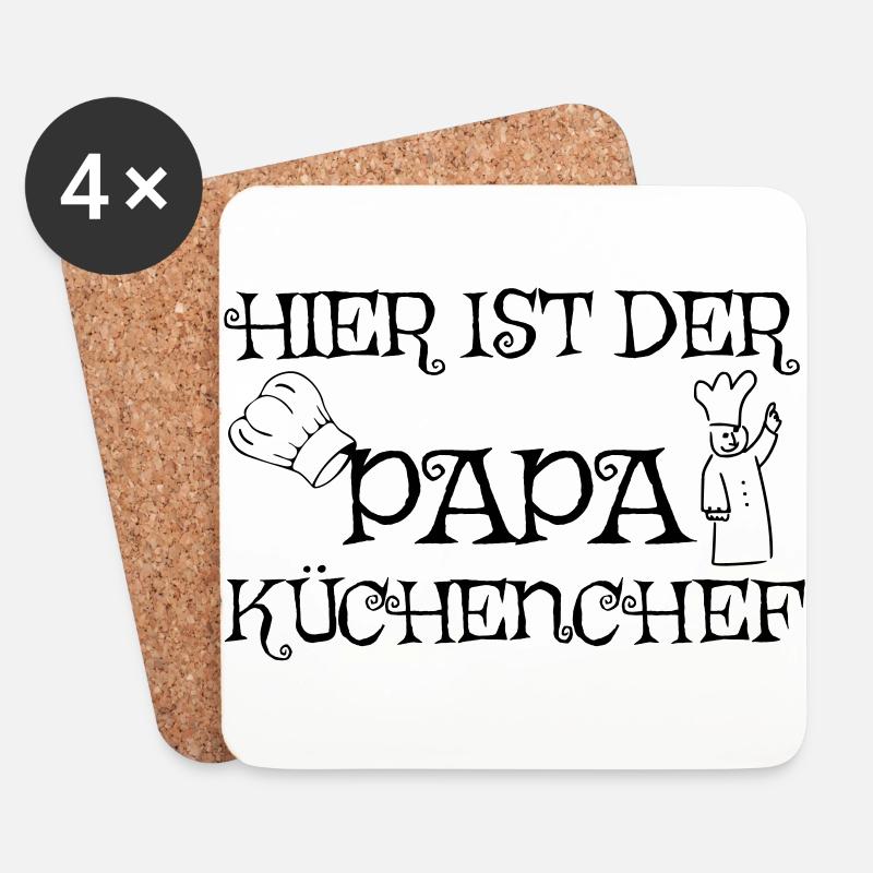Hier ist der Papa Küchenchef. - Untersetzer (4er-Set) - Weiß