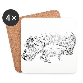 Hippo - Coasters (set of 4) - white - Front