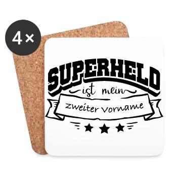 Prénom Super-héros - Dessous de verre (lot de 4) - blanc - Devant