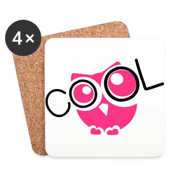 cool owl pink mood mood party - Coasters (set of 4) - white - Front
