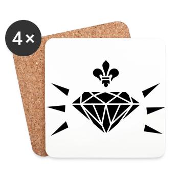 Diamant mit Lilie / diamond with fleur de lis (1c) - Untersetzer (4er-Set) - Weiß - Vorne