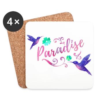 Paradise Watercolor - Untersetzer (4er-Set) - Weiß - Vorne