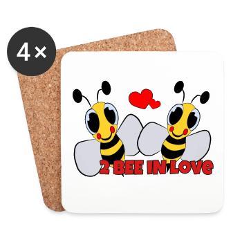 to be in Love - Liebespaar Bienen - Untersetzer (4er-Set) - Weiß - Vorne
