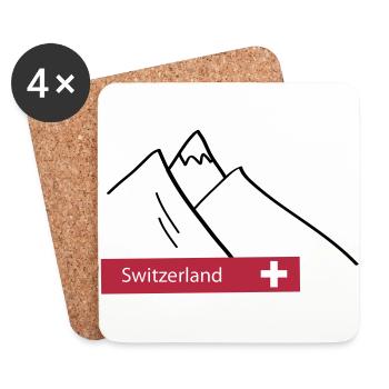 Schweiz Switzerland Berge Alpen - Untersetzer (4er-Set) - Weiß - Vorne