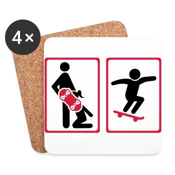Skateboard - Untersetzer (4er-Set) - Weiß - Vorne