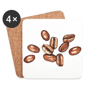 Kaffeebohnen - Untersetzer (4er-Set) - Weiß - Vorne