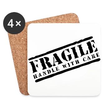 Fragile handle with care - Coasters (set of 4) - white - Front