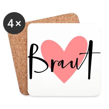Braut rosa Herz Junggesellinnenabschied - Untersetzer (4er-Set) - Weiß - Vorne