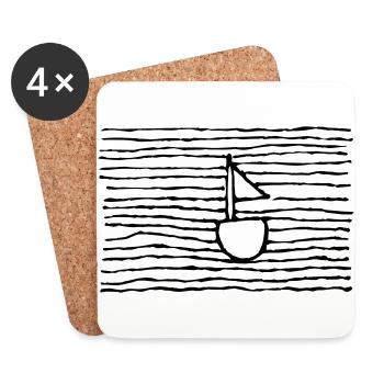 Bateau dans la mer - Dessous de verre (lot de 4) - blanc - Devant