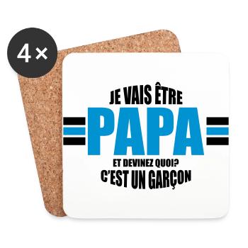 je vais être papa et devinez quoi c'est un garçon - Dessous de verre (lot de 4) - blanc - Devant