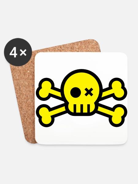 Totenkopf - Untersetzer (4er-Set) - Weiß