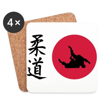 Judo - Judoka - Dessous de verre (lot de 4) - blanc - Devant